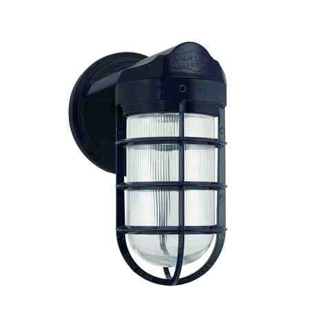 Industrial Static Sconce, 705-Navy, CGG-Standard Cast Guard, RIB-Ribbed Glass