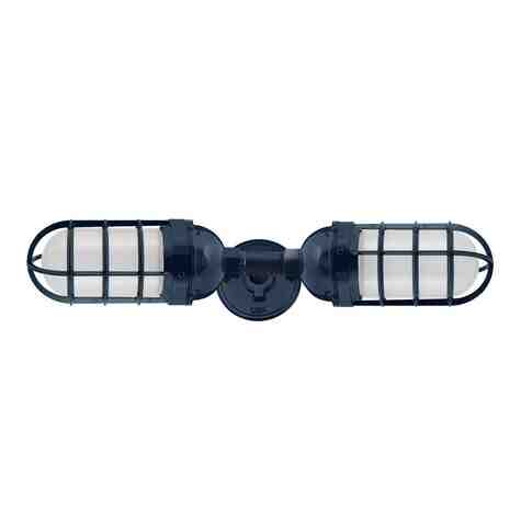 Atomic Topless Double Industrial Guard Sconce, 705-Navy, CGG-Standard Cast Guard, FST-Frosted Glass