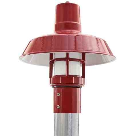 12" The Original™ Industrial Guard Post Mount, 400-Barn Red, FST-Frosted Glass