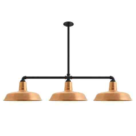 The Original™ 3-Light, 995-Natural Raw Copper, 18" Arms, 24" Stem, Mounting in 100-Black