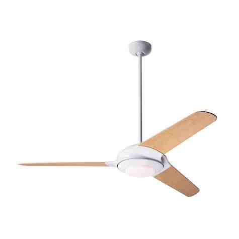 Flow Modern Ceiling Fan, Gloss White, Bamboo Blades, Light Option