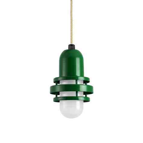 Brewster Pendant Light, 307-Emerald Green, FST-Frosted Glass, CSGW-Gold & White Cloth Cord