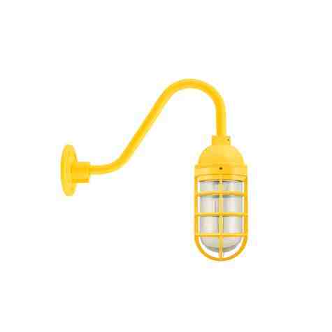 Industrial Guard LED Gooseneck, 500-Buttery Yellow, Topless Shade, CGG-Standard Cast Guard, RIB-Ribbed Glass, G26 Gooseneck Arm