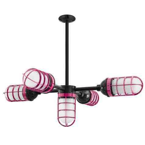 Apollo LED 5-Light Chandelier, 100-Black, CGG-Standard Cast Guard, 490-Magenta, FST-Frosted Glass