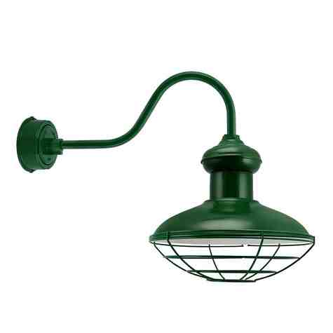 16" Chestnut LED, 307-Emerald Green, Wire Cage, G22 Gooseneck Arm