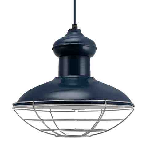 16" Chestnut LED, 705-Navy, Wire Cage, 975-Galvanized, Navy Cloth Cord
