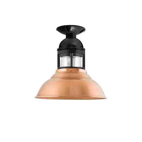 12" Outback LED, 995-Natural Raw Copper, Guard in 100-Black, RIB-Ribbed Glass