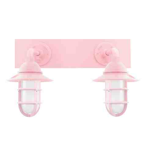 Industrial Guard LED Double Vanity Light, 480-Blush Pink, TGG-Heavy Duty Cast Guard, FST-Frosted Glass