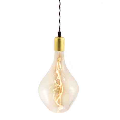 Downtown Minimalist Cord Pendant, 997-Natural Raw Brass, CSBW-Black & White Cloth Cord | Shown with Voronoi II Tala Lamp