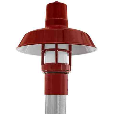 12" Original LED Industrial Guard Post Mount, 400-Barn Red, FST-Frosted Glass