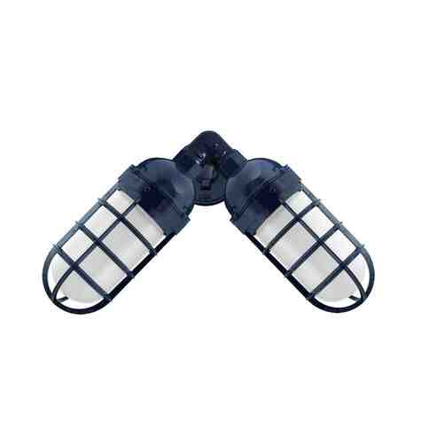 Atomic Topless Dual Sconce, 705-Navy, CGG-Standard Cast Guard, FST-Frosted Glass