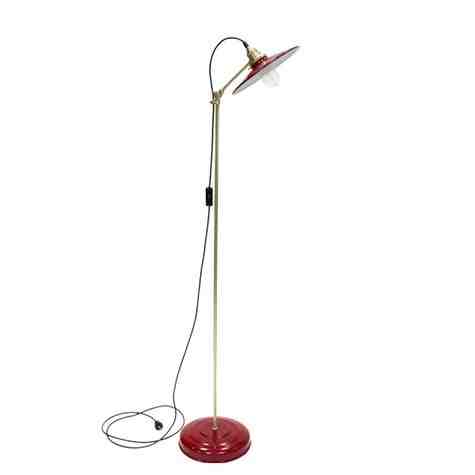 Circle B Floor Lamp, 400-Barn Red, Brass Stem, SBK-Standard Black Cord, Nostalgic Edison 1890 Era 40W Bulb