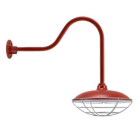 14" Sinclair, 400-Barn Red, Wire Cage, 975-Galvanized, G24 Gooseneck Arm