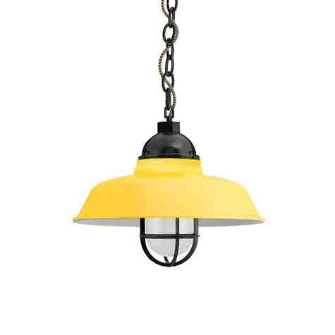 12" Rochester, 500-Buttery Yellow, CGG-Standard Cast Guard, 100-Black, FST-Frosted Glass, CSBG-Black & Gold Cloth Cord, Mounting in 100-Black