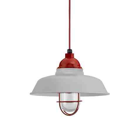 12" Rochester, 800-Industrial Grey, WGG-Wire Guard, 400-Barn Red, CSR-Red Cloth Cord, Top & Canopy in 400-Barn Red