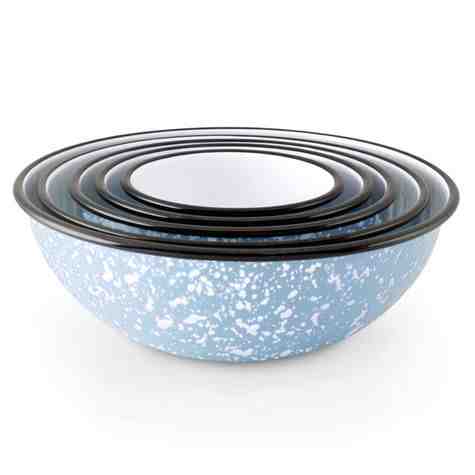 Enamelware Mixing Bowls, 766-Delphite with White Speckles