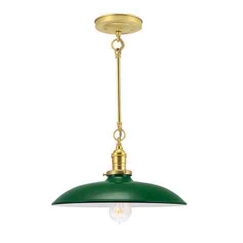 14" Sinclair Stem & Loop Pendant, 307-Emerald Green, BS-Brass with No Switch, TPT-Putty Cotton Twist Cord, Nostalgic Edison-Style Victorian 40 Watt Light Bulb