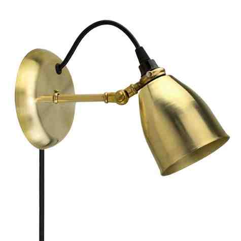 Lovell Plug-In Wall Sconce, 997-Natural Raw Brass, Raw Brass Arm, SBK-Standard Black Cord