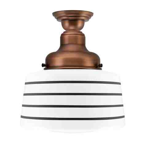 Drum Semi-Flush, 996-Natural Weathered Copper, Four Painted Band, 100-Black