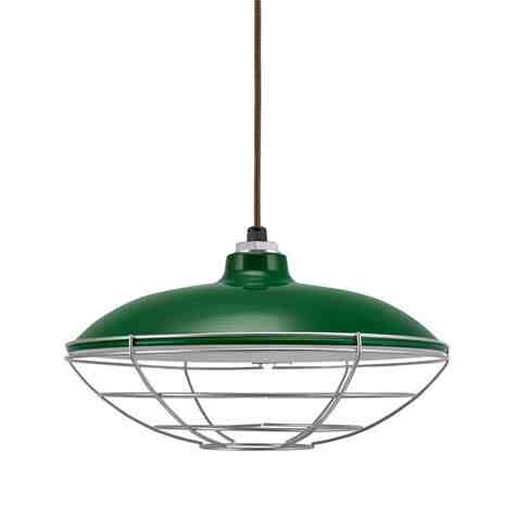 14" Sinclair LED, 307-Emerald Green, Wire Cage, 975-Galvanized, CSBB-Black & Brown Cloth Cord