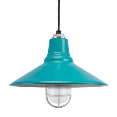 16" Aero Nautical LED, 390-Teal, CGG-Standard Cast Guard, 975-Galvanized, FST-Frosted Glass, CSB-Black Cloth Cord