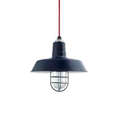 14" The Original™ Nautical LED Pendant, 705-Navy, WGG-Wire Guard, CLR-Clear Glass, CSR-Red Cloth Cord
