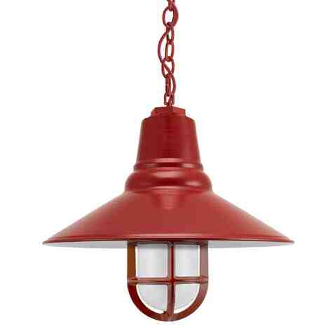 14" Aero Nautical LED, 400-Barn Red, TGG-Heavy Duty Cast Guard, FST-Frosted Glass, CSR-Red Cloth Cord