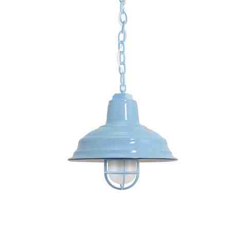 11" Bomber Nautical LED, 765-Porcelain Delphite, CGG-Standard Cast Guard, FST-Frosted Glass, SWH-Standard White Cord