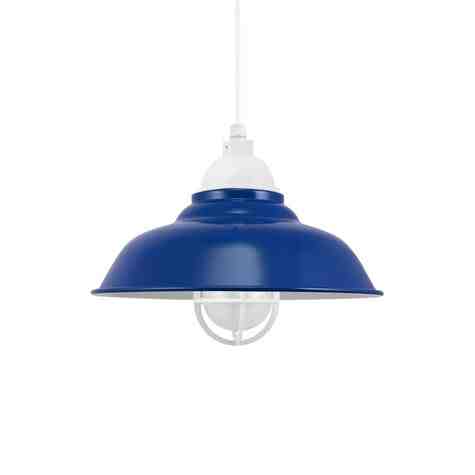 16" Chicago LED, 700-Royal Blue, CGG-Standard Cast Guard, 200-White, FST-Frosted Glass, CSW-White Cloth Cord, Top & Canopy in 200-White
