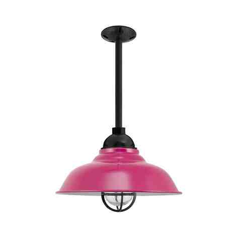 16" Chicago LED, 490-Magenta, CGG-Standard Cast Guard, 100-Black, RIB-Ribbed Glass, Mounting in 100-Black