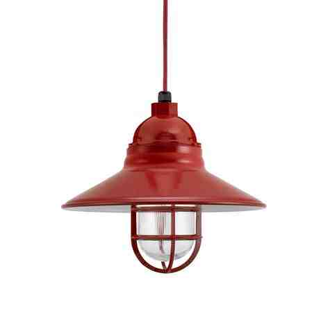 12" Cleveland LED, 400-Barn Red, CGG-Standard Cast Guard, RIB-Ribbed Glass, CSR-Red Cloth Cord