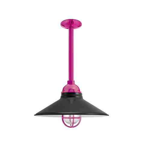 16" Cleveland LED, 100-Black, CGG-Standard Cast Guard, 490-Magenta, RIB-Ribbed Glass, Mounting in 490-Magenta