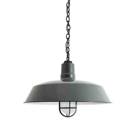 20" The Original™ Nautical LED Chain Hung, 850-Porcelain Graphite, CGG-Standard Cast Guard, 150-Black, FST-Frosted Glass, Chain & Canopy in 150-Black, SBK-Standard Black Cord