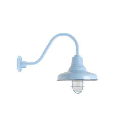 12" Union Nautical LED, 765-Porcelain Delphite, WGG-Wire Guard, FST-Frosted Glass