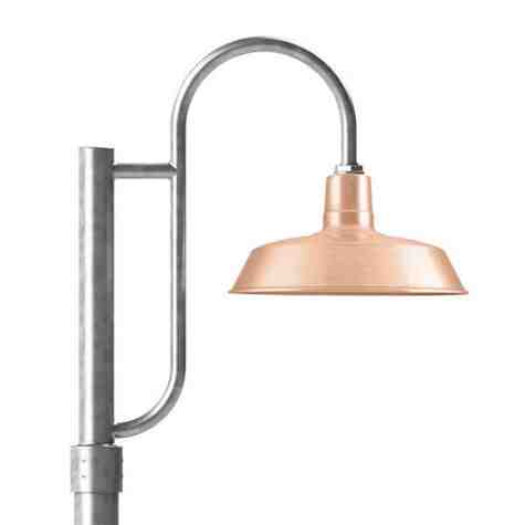 16" The Original™ LED, 995-Natural Raw Copper, Single Decorative Post Mount, 975-Galvanized, Smooth Direct Burial Pole, 975-Galvanized