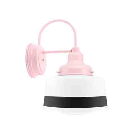 Drum LED Schoolhouse Sconce, 480-Blush Pink, Opaque Glass, Single Painted Band, 100-Black