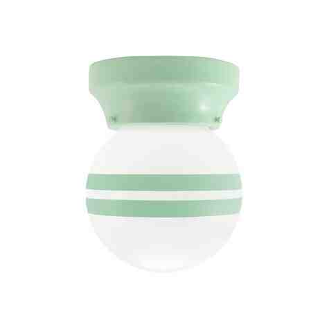 Kao Round Schoolhouse Flush Mount, 311-Jadite, Opaque Glass, Two Painted Band