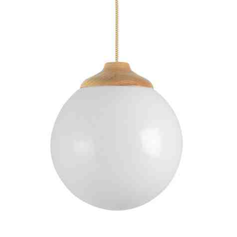 12" Glass Globe LED, Ash Wood, CSGW-Gold & White Cloth Cord
