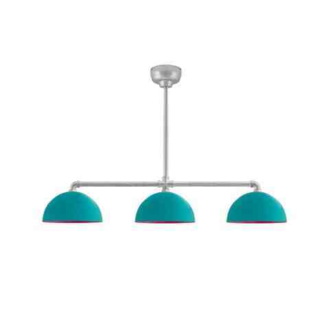 Loma 3-Light LED Chandelier, 12" Shades, 390-Teal, Interior in 490-Magenta, Mounting in 975-Galvanized