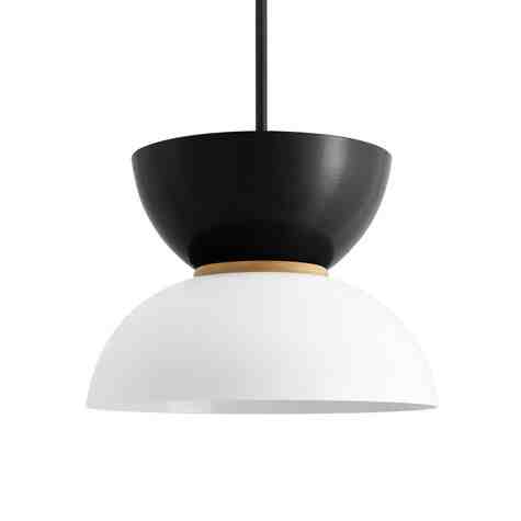 14" Duo, Top in 100-Black, Bottom in 200-White, Maple Wood Ring, Mounting in 100-Black
