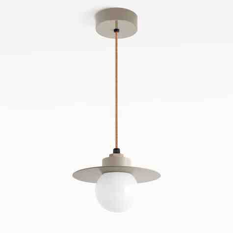 12" Cassidy LED Globe Pendant, 607-Taupe, Confetti Cloth Cord