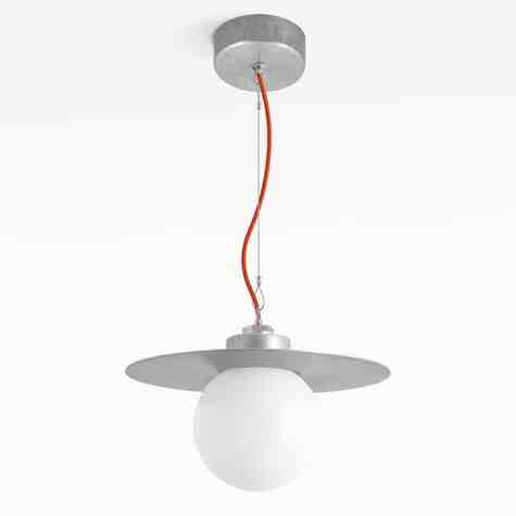 16" Cassidy LED Globe Studio Pendant, 975-Galvanized, Orange Cloth Cord