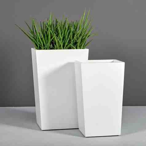 Jay Scotts Fiberglass Amsterdam Rectangle Planter, Matte White