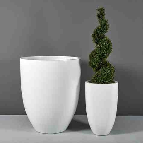 Jay Scotts Fiberglass Brannan Tapered Round Planter, Matte White