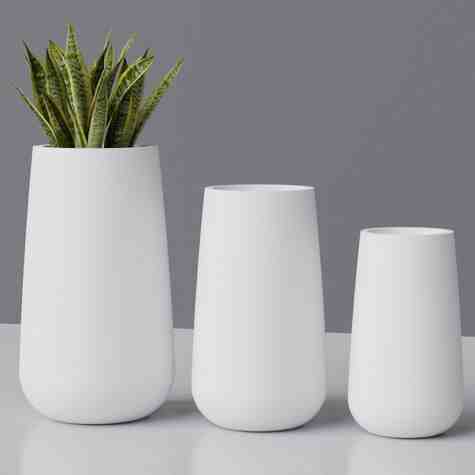 Jay Scotts Fiberglass Saigon Round Planter, Matte White