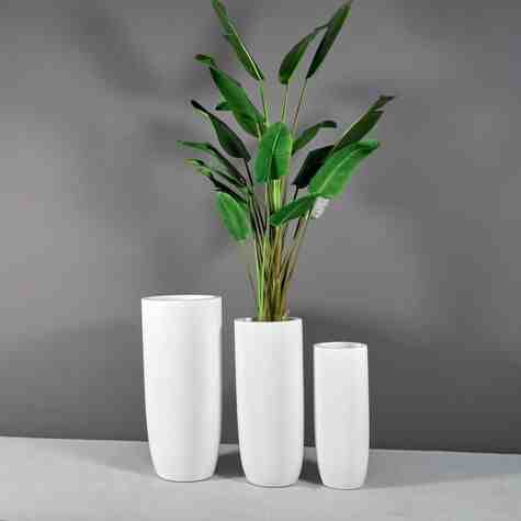 Jay Scotts Fiberglass Saint Tropez Tapered Round Planter, Matte White