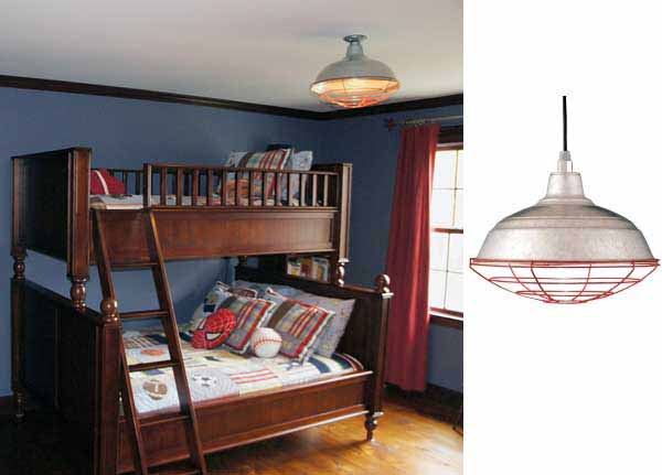 Yankees Bedroom Uses Barn Light Warehouse Pendant, Inspiration