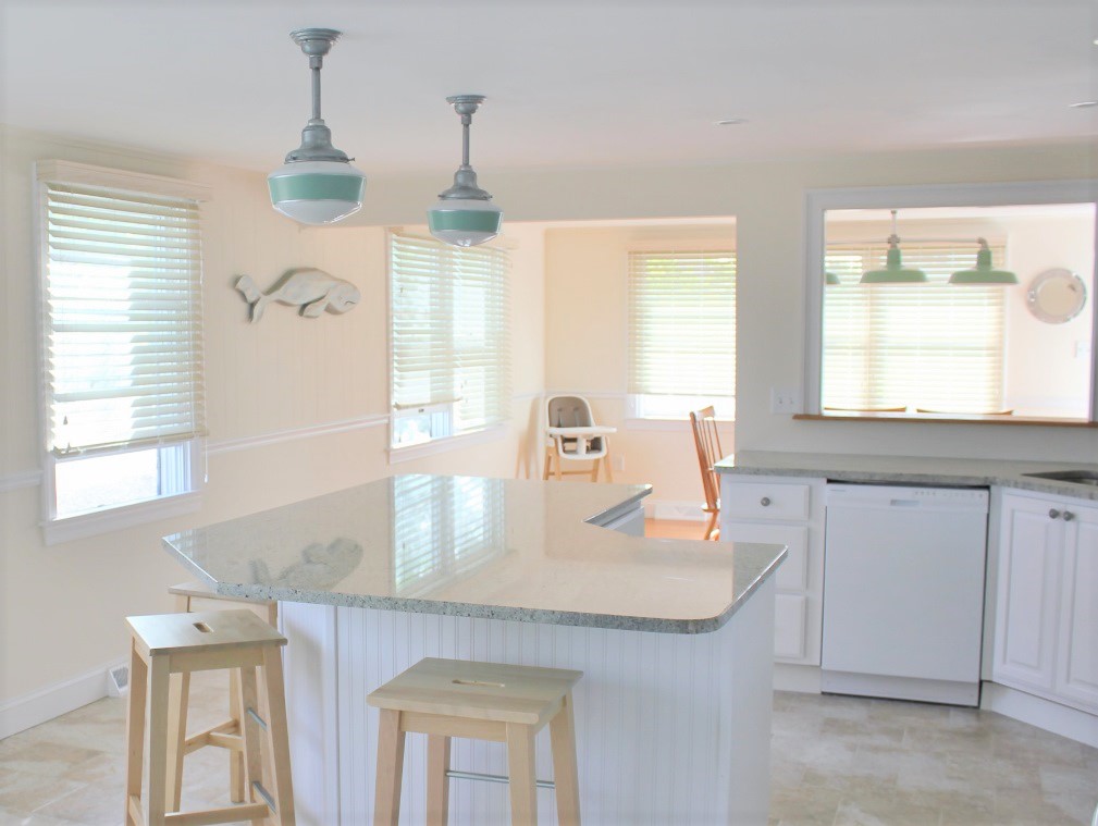 vintage schoolhouse pendants kitchen