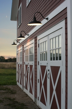 Red on sale barn light