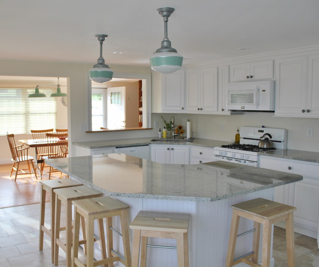 kitchen vintage stem mount schoolhouse shades 1